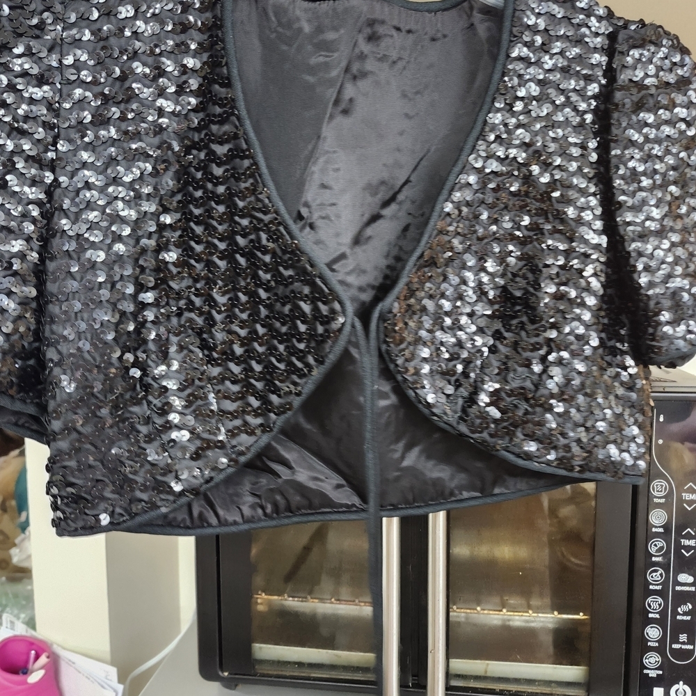 Black Sequin Bolero Jacket